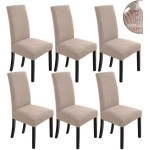 Dining Room Chair Covers Set of 6, Removable Washable Chair Covers for Dining Chairs Stretch Parson Chair Slipcover, Khaki