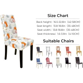 4Pcs Fall Chair Covers Autumn Watercolor Pumpkin Dining Chair Slipcover Protector Removable Stretch Elastic Seat Cover