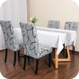 Chair Covers for Dining Chairs Set of 6,Grey Floral Stretch Dining Room Kitchen Parsons Chair Slipcovers (Grey+Floral)