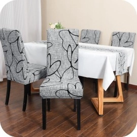 Chair Covers for Dining Chairs Set of 6,Grey Floral Stretch Dining Room Kitchen Parsons Chair Slipcovers (Grey+Floral)