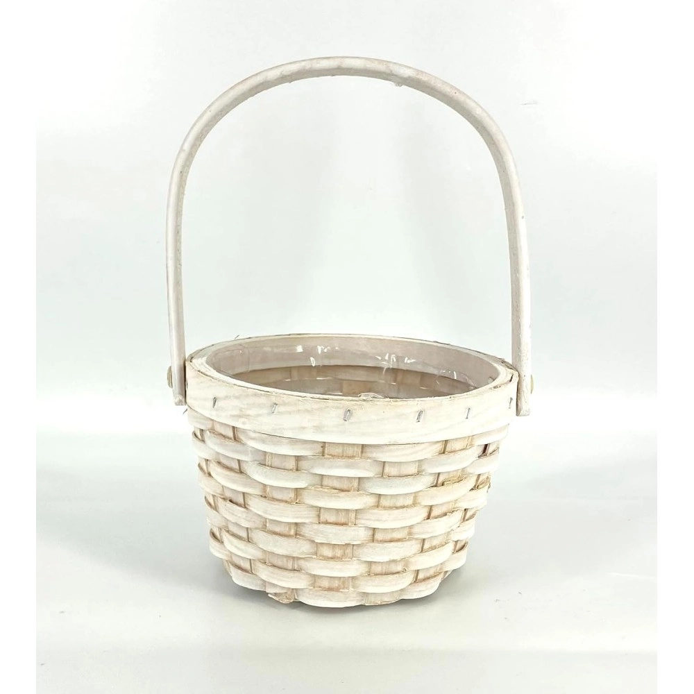 Wedding Flower Girl Basket White, Wooden Wicker Flower Girl Basket, Woven Flower Basket,for Wedding Flower Girl