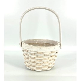 Wedding Flower Girl Basket White, Wooden Wicker Flower Girl Basket, Woven Flower Basket,for Wedding Flower Girl