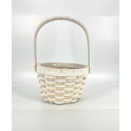 Wedding Flower Girl Basket White, Wooden Wicker Flower Girl Basket, Woven Flower Basket,for Wedding Flower Girl