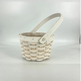 Wedding Flower Girl Basket White, Wooden Wicker Flower Girl Basket, Woven Flower Basket,for Wedding Flower Girl