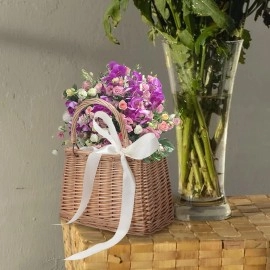 Flower Girl Baskets with Handle Cute Wedding Rattan Baskets Wicker Rattan Flower Basket Wicker Handbag Basket Purse