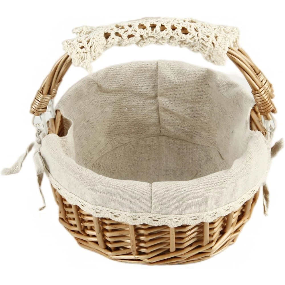 Wicker Basket with Handles, Woven Willow Storage Basket for Picnic,Decoration,Gift,Wedding