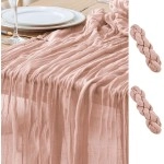 2PCS Fall Table Runner Cheesecloth 10FT Dusty Pink Boho Gauze Fabric Rustic Sheer Cheese Cloth Runners