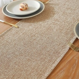 Table Runners 72 Inches Long, Boho Table Runner, Burlap Linen Style Rustic Dining Table Decor Long, 13x72 Inches, Light Brown