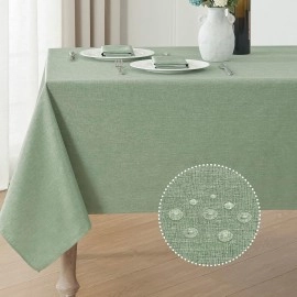 Rectangle Tablecloth Linen Textured Waterproof & Stain Resistant Table Cloth, 52 x 70 Inch, Sage Green