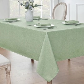 Rectangle Tablecloth Linen Textured Waterproof & Stain Resistant Table Cloth, 52 x 70 Inch, Sage Green