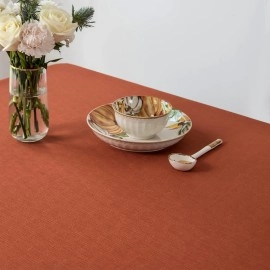 Slubby Textured Rectangular Tablecloth Water Resistance Antiwrinkle Spillproof Soft Fall Table Cloth, 60 x 104 Inch, Rust