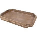 Wood Rustic Serving Tray with Beads, Farmhouse Brown Decorative Tray